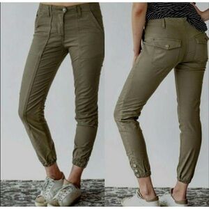 Veronica Beard Olive Green Cargo Jogger Pants Button Cuff Utility Pant Size 4